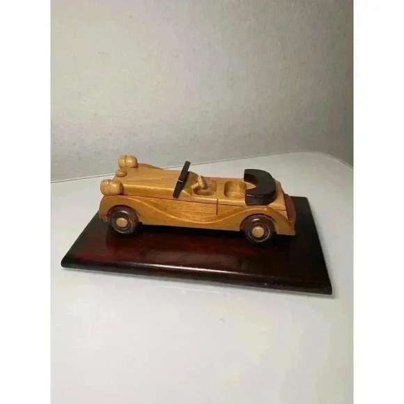 Vintage Car Wall Decor Or Box Topper Wooden 6" Long - Picture 1 of 9